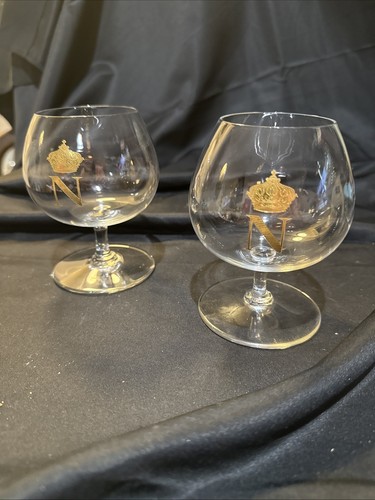 2 PC  Baccarat Brandy Cognac Snifters Napolean “N” Gold Crown - Picture 8 of 8