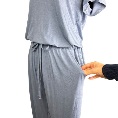 Tommy John L Blue Gray Short Sleeve V-neck Soft Loungewear Jogger Jumpsuit - Picture 6 of 9