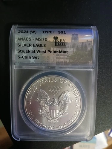 2021 (W) ANACS MS 70 Silver Eagle Struck at West Point, Type 1