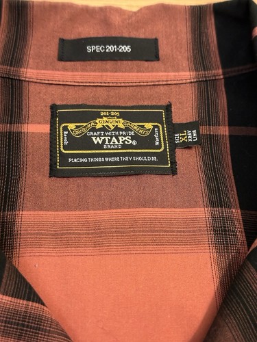 WTAPS Vatos LS Shirt Red Cotton Check Flap Pockets XL Flannel Plaid Futura Recon - Picture 2 of 8