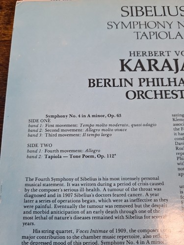 Sibelius / Karajan - Symphony No 4 / Tapiola - Quadrophonic - UK - 1978 - - Bild 3 von 9