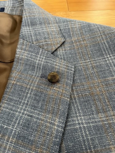 PETER MILLAR Crown Crafted Andover Plaid Sport Coat Blazer Jacket Blue 42L NWT - Picture 5 of 15