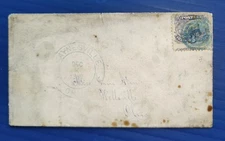 1869 ERROR US 3 Cent Stamp MISCUT G Grill Scott #114 on 1889 Cover to Ohio