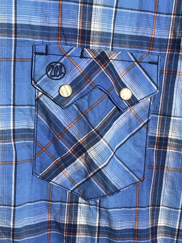 Wrangler Retro Western Blue Plaid Button Up Shirt 3XL - Picture 4 of 8