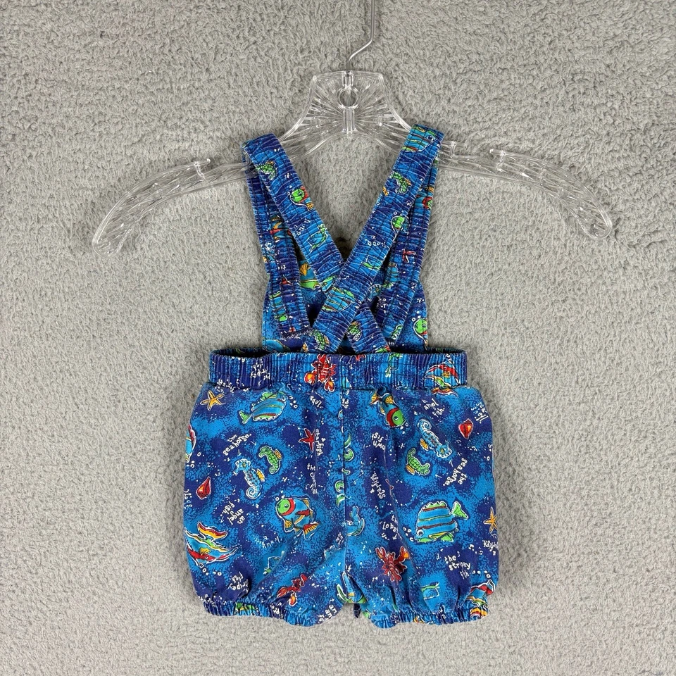 Mono vintage OshKosh Baby B'Gosh 3-6 meses azul vida marina pulpo pez EE. UU. Foto 2 de 4