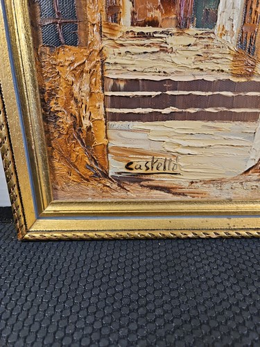 Castell' Vintage Italien Öl auf Leinwand gerahmtes Gemälde signiert 11" x 17" Zoll - Bild 21 von 24