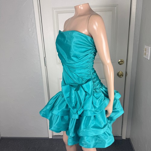 Vintage 80s 90s Niki Karen Lucas Dress Prom Party Formal Strapless Bow C3-20 - Picture 3 of 8