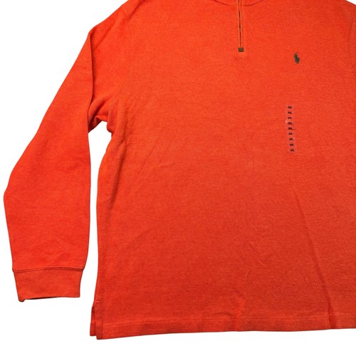 Polo Ralph Lauren Pullover Men's XXL Orange 1/4 Zip Sweater Logo Pony Matterhorn - Picture 6 of 13
