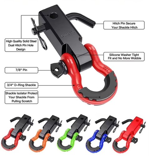For SUV Trucks RVs Off-Road Vehicle 2" Trailer Hitch Receiver Shackle Tow Mount) - Picture 12 of 15