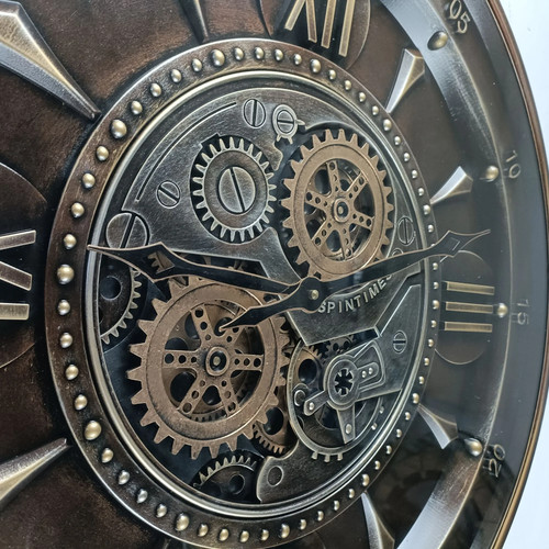 The Gears Clock IRELAND LINE OROLOGIO DA PARETE ROTONDO 24 POLLICI "WATERFORD" BRONZO SCURO - Foto 20 di 24