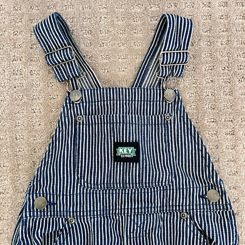 (2) KEY Bib Striped Overalls Boys Size 3T 4T Farmer Train Conductor Country Kid - Picture 3 of 8