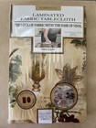 Sorrento Laminated Fabric Tablecloth Tan Print Oval Wipe Clean 60 X 120 NWT