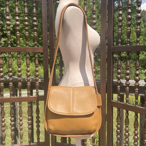 RAR Coach Ergo Flap 9034 Toffee Leder XL Vintage 1997 Crossbody Schultertasche