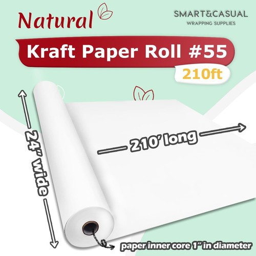 24" x 2,520" (210') White Kraft Craft Paper Roll for Gift Wrapping Bulletin B... - Picture 2 of 5