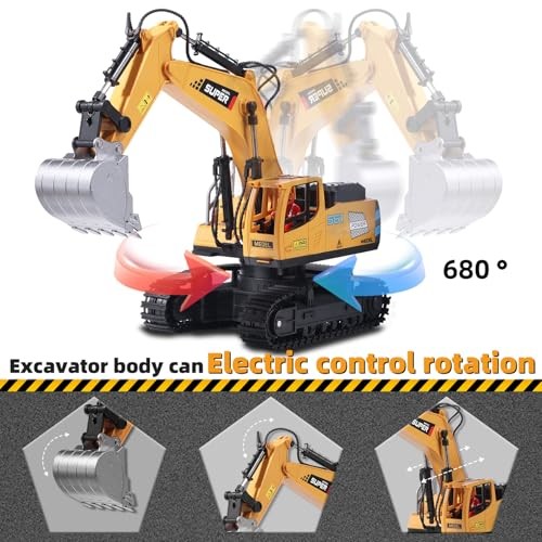 Remote Control Excavator Toys for Boys,16 Channel RC Excavator Yellow - Picture 5 of 7