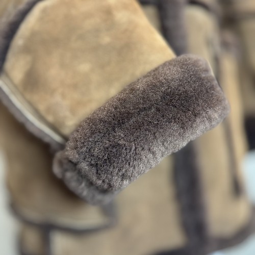 Mens Genuine SheepSkin Coat Jacket Shearling Marlboro Dark Brown Vintage - Picture 7 of 16