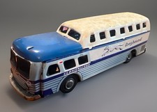 Vintage Pressed-Tin Friction Greyhound Bus made by SSS Shioji of Japan, ca 50s