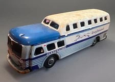 Vintage Pressed-Tin Friction Greyhound Bus made by SSS (Shioji) of Japan, ca 50s