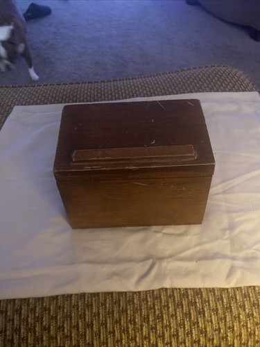 Vintage Wooden Recipe Box with Blank Recipe Cards 4.5” Tall, 7” Wide - Picture 2 of 10