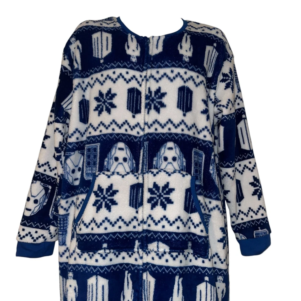 Pijama traje de unión Doctor Who para hombre talla única pieza Fair Isle vacaciones de Navidad Foto 2 de 4