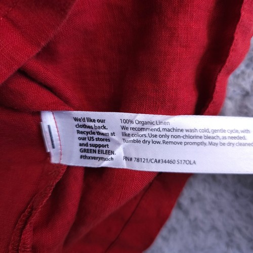 Eileen Fisher Tank Top L Red Orange Organic Linen Sleeveless Keyhole Back Shell - Picture 4 of 9