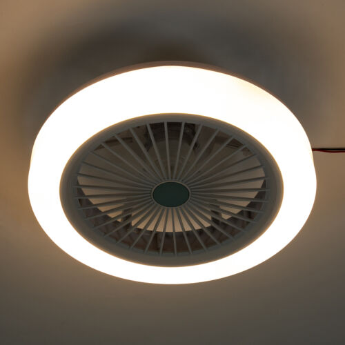 US 18'' Modern Low Profile Ceiling Fan with Lights Remote Bladeless LED 3-Color - Picture 14 of 17