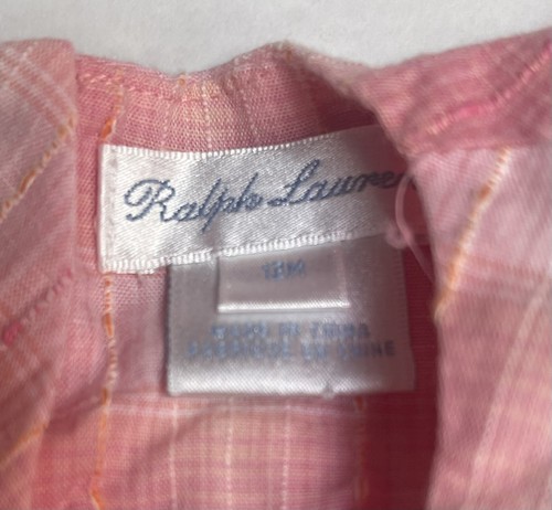 Ralph Lauren Romper Baby Girls 12m Romper Ruffled Plaid Cotton Shortall - Picture 3 of 9