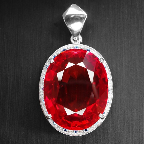 Brillant Sunset Orange Saphir 29,95Ct 925 Sterling Silber Handarbeit Anhänger