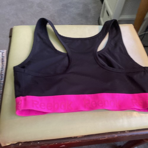 Reebok Womens Sports Bra Racerback Pullover Size M Black & Pink - Picture 5 of 6