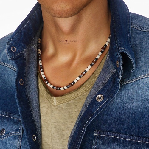 Herren Perlenkette Perlen Surfer Stil Mann Clubbing Strand Geschenk für Ihn Männer Jungen - Bild 21 von 49