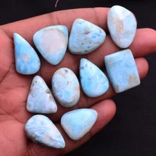 10 Pcs Natural Larimar 20mm-25mm Untreated Cabochon Loose Gemstones Wholesale