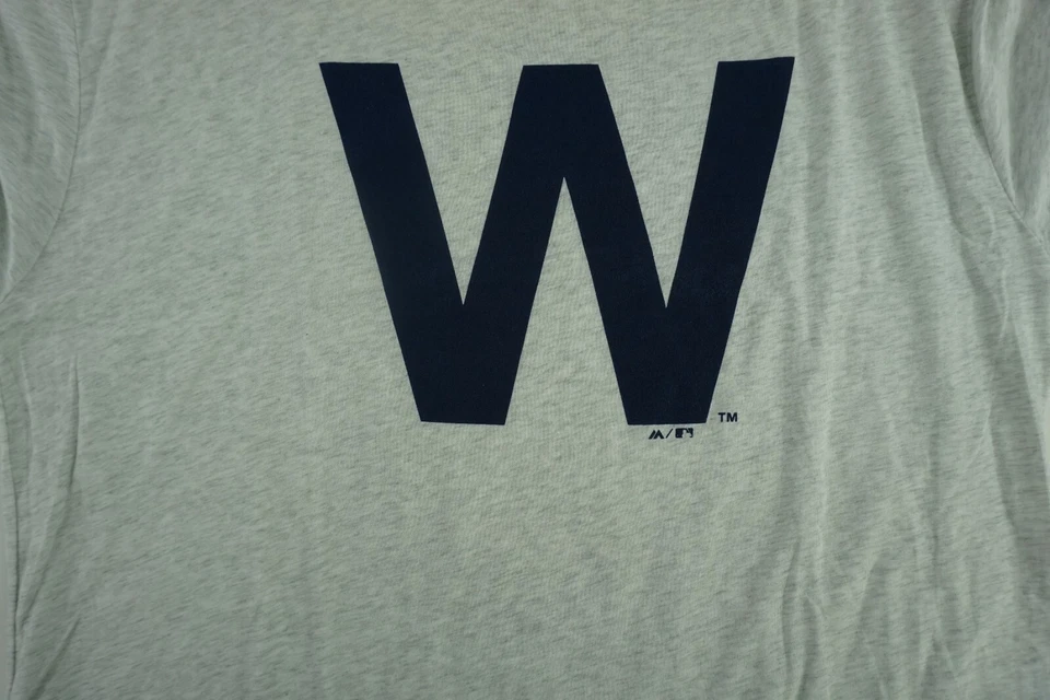 Chicago Cubs Shirt Adult Large Gray Majestic Threads 2016 W Short Sleeve - Image 2 of 4