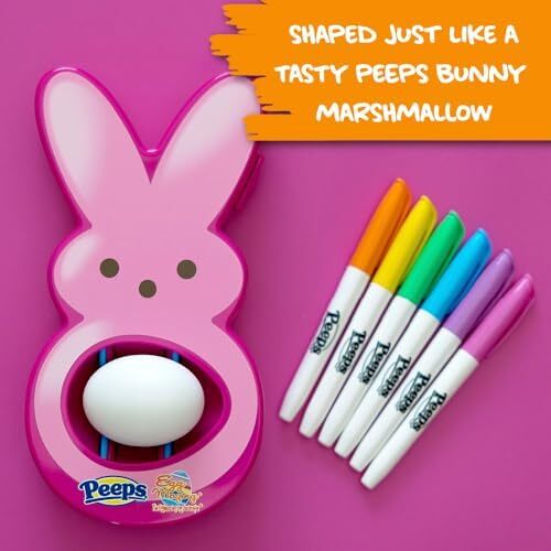 Eggmazing Egg Decorator Peeps Bunny Pink – 6 Quick-Dry Markers, Fun Easter Art - Picture 2 of 6