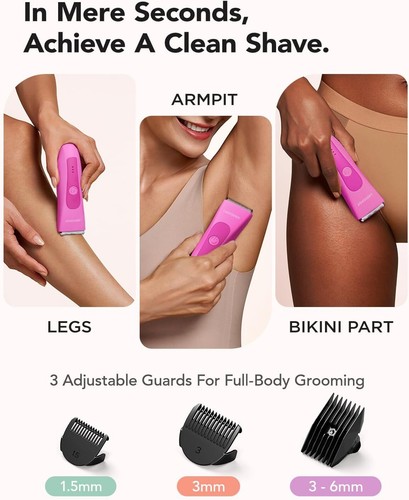 Bikini Trimmer for Women, Wet/Dry Electric Shaver with 3 Guards & Ceramic Blade - Picture 62 of 63