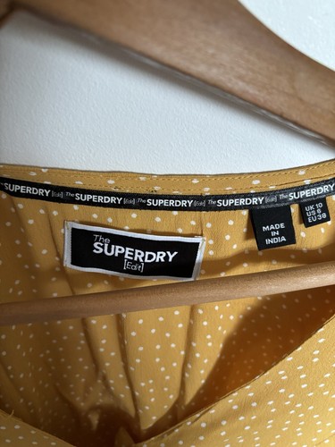 Super dry size 10 mustard / yellow and white spotty Josephine lace top - Picture 2 of 7