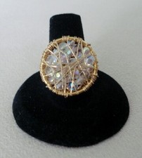 14K GOLD THREAD W/ RHINESTONES DREAM CATCHER RING SIZE 6 by ESTEBAN RIVAS