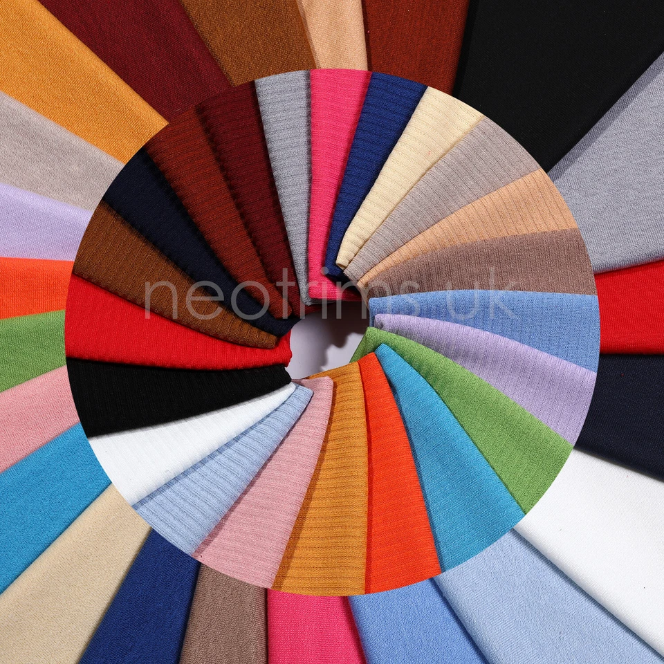 Ribbed Knit Fabric Jersey Stretch Material Plain and Rib Pattern to Mix & Match - Image 2 of 4
