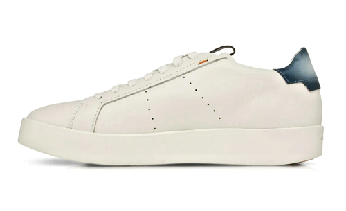 SANTONI Part White / Blue Leather Sneaker - MSRP $620 - US 8.5 - Picture 2 of 13