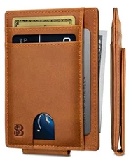 Front Pocket with Money Clip Magnetic Bifold Minimalist RFID Leather for Men