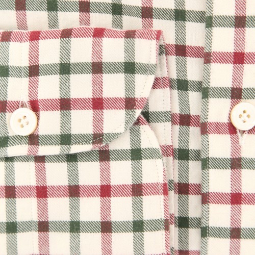 Finamore Napoli Cream Check Shirt - Extra Slim - (201802282) - Picture 3 of 4