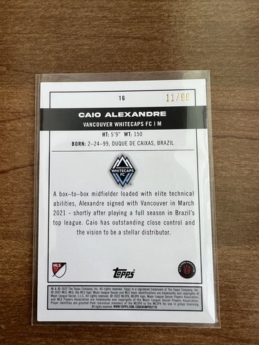 2022 Topps MLS Caio Alexandre Blue Parallel RC 11/99 Pitch Prodigies Vancouver - Picture 2 of 2