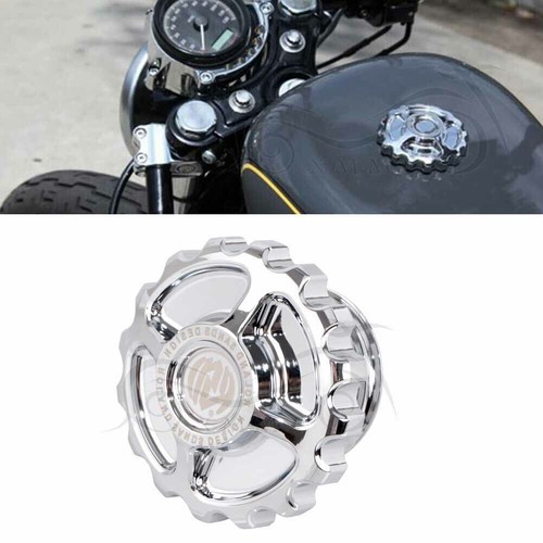 Chrome Fuel Tank Gas Cap Cover For Harley Dyna Fat Boy Road Glide Sportster 883 - Picture 2 of 12