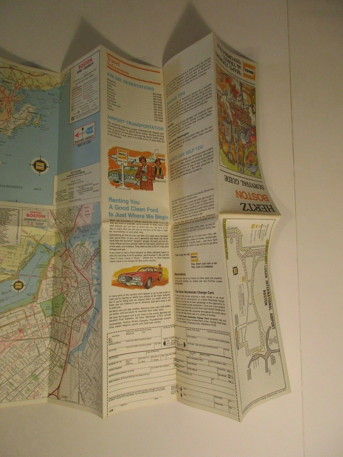 Vintage 1971 Hertz Car Rental Boston Massachusetts City Travel Road MapM6 eBay