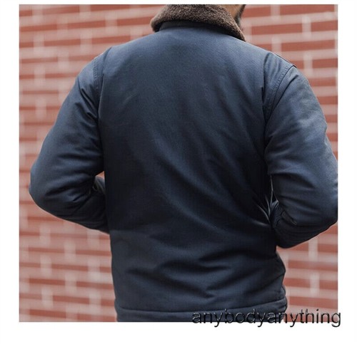 Bronson US Navy N-1 Deck Jacket Retro Dark Blue Winter Wool Lined Coat Workwear - Picture 10 of 33