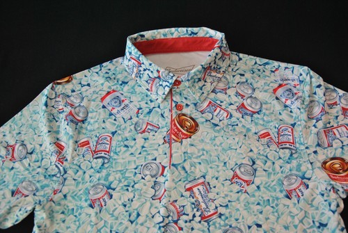 NWT Dad's Cooler Budweiser Beer RSVLTS Golf Polo Shirt Breakfast Balls Food S 7S - Picture 4 of 4