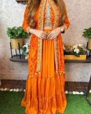 LENGHA INDIAN WEDDING PARTY PAKISTANI DESIGNER GOWN WEAR BOLLYWOOD FULLYSTITCHE