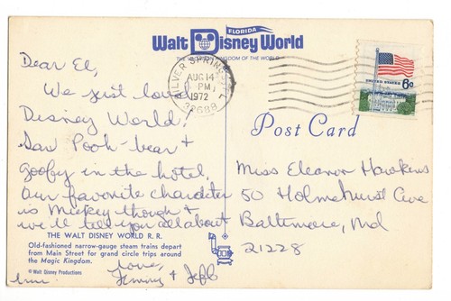 Vintage Postcard Walt Disney World R.R. Railroad Posted - Picture 2 of 4
