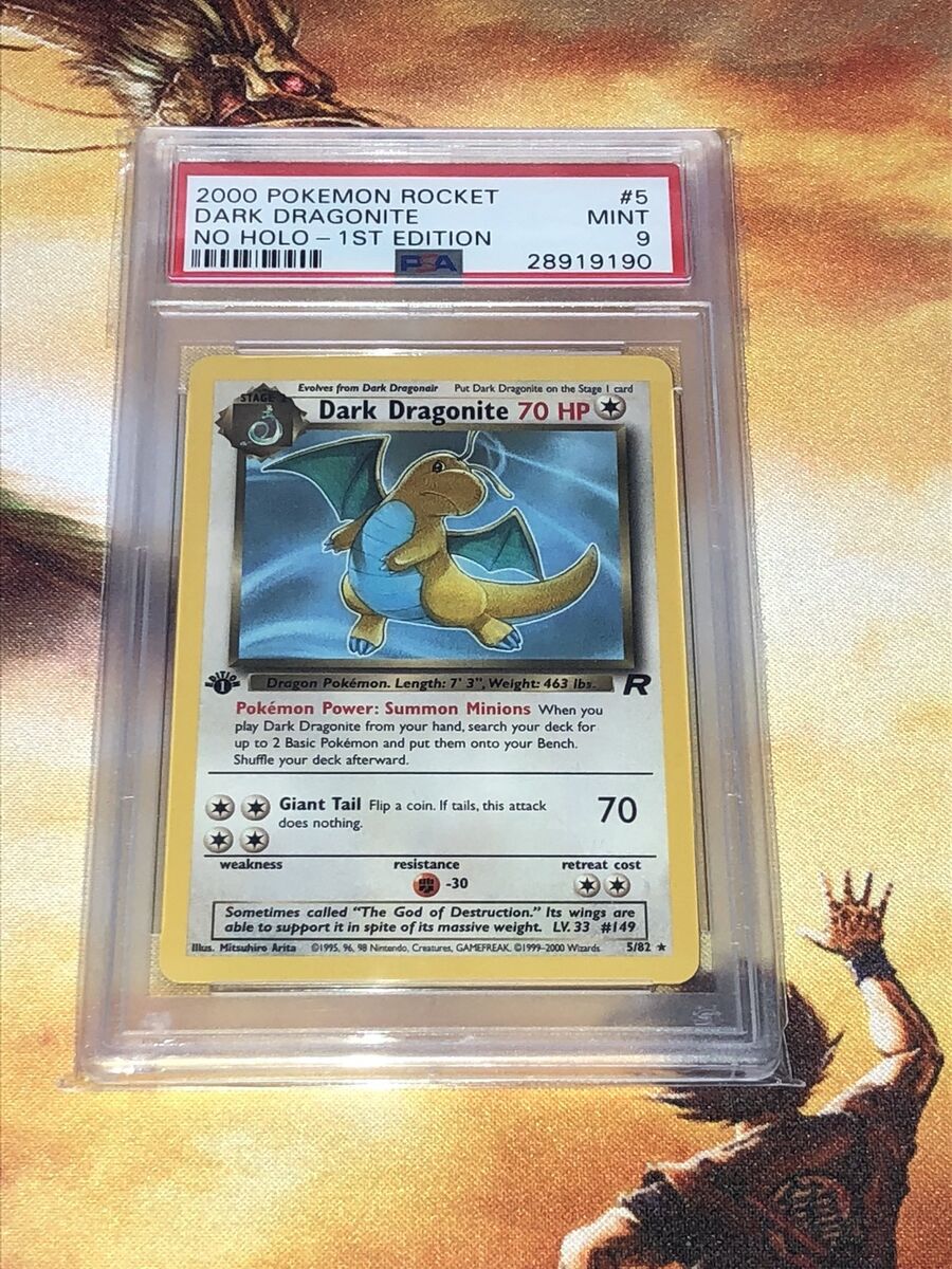 PSA 9 Dark Dragonite 5/82 No Holo Error Team Rocket 1st PSA 9 Dark Dragonite 5/82 No Holo Error Team Rocket 1st