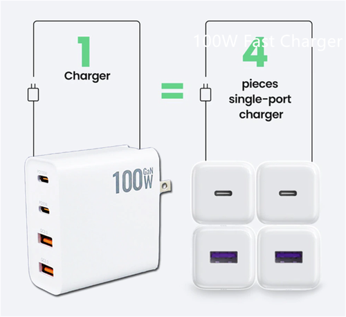 USB-C Fast 100W 30W Charger GaN 4 Ports Type C Power Adapter For Phone Tablet PD - Picture 7 of 8