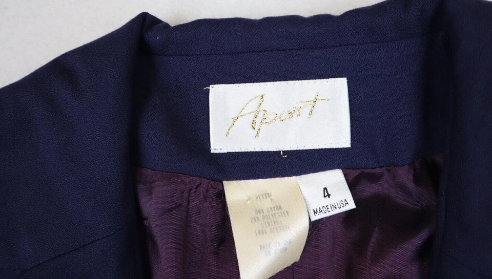 WOMEN'S NAVY BLUE DOUBLE-BREASTED BLAZER SUIT JACKET - APART - SIZE 4P Foto 4 de 4